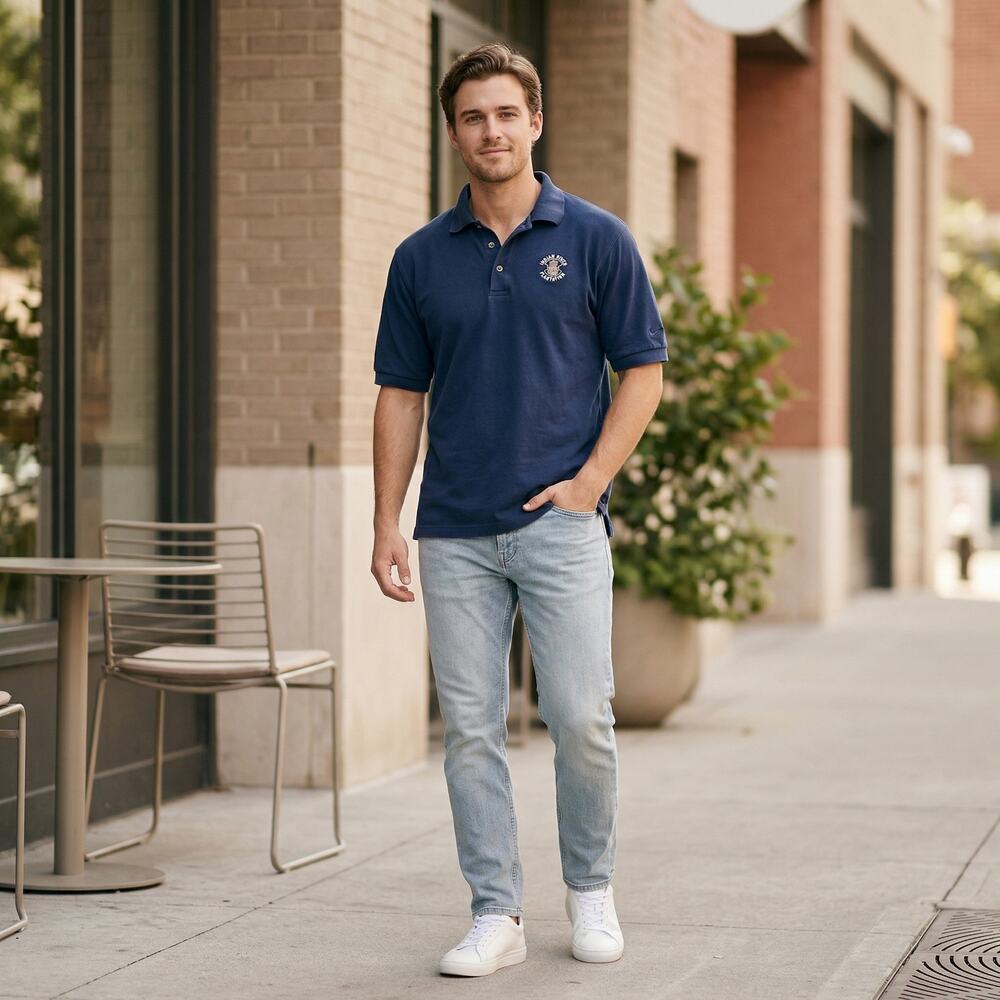 Vintage Nike Golf Men’s Polo Shirt, Navy Blue, Indian River Plantation, Large